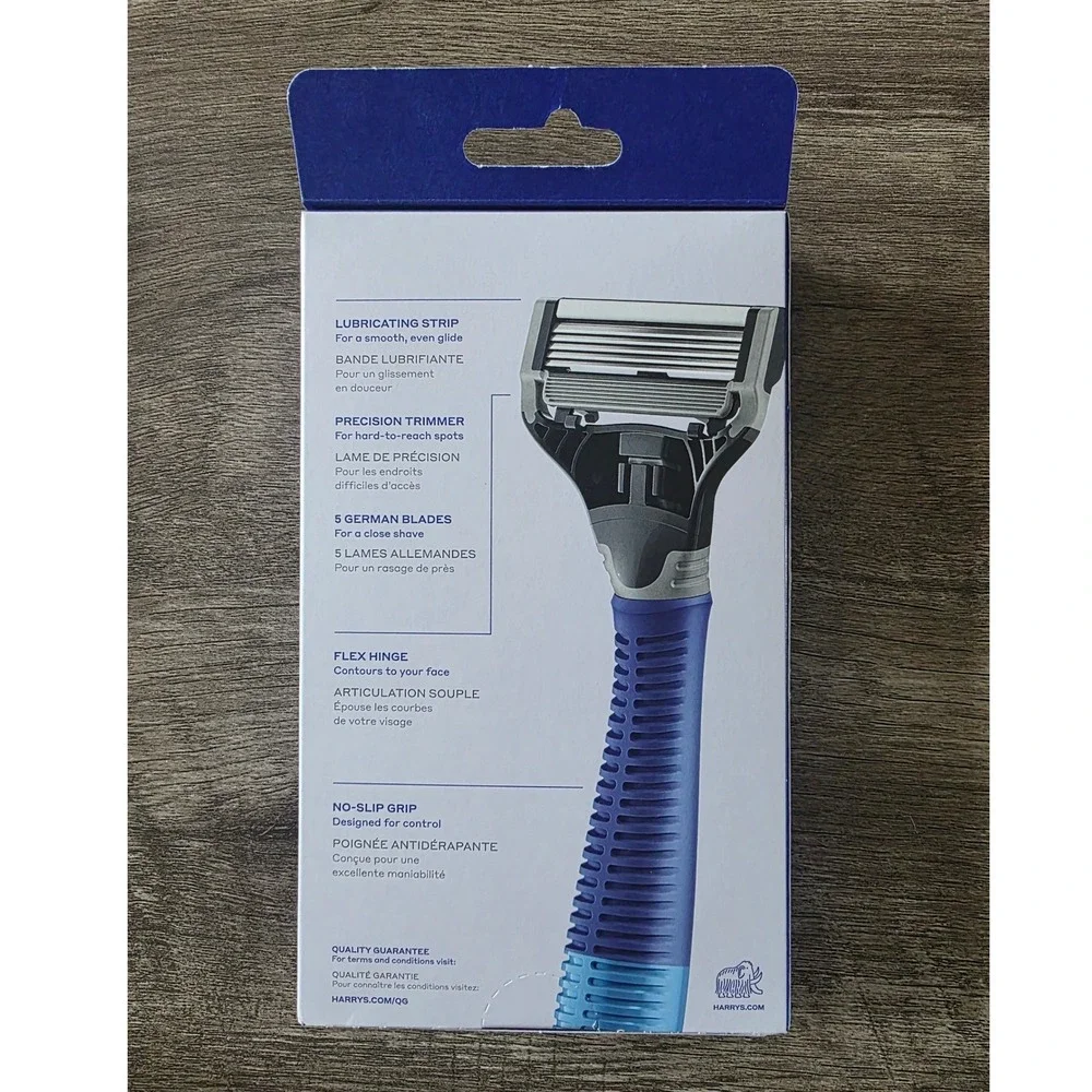 Harrys Ocean Razor Handle 5-Blade Cartridges 2 Pack Lot Blue Mens Shaving Set